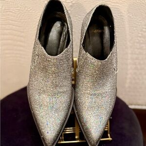 TIPE E TACCHI Chic Silver Glitter Cowboy Shoe Boot